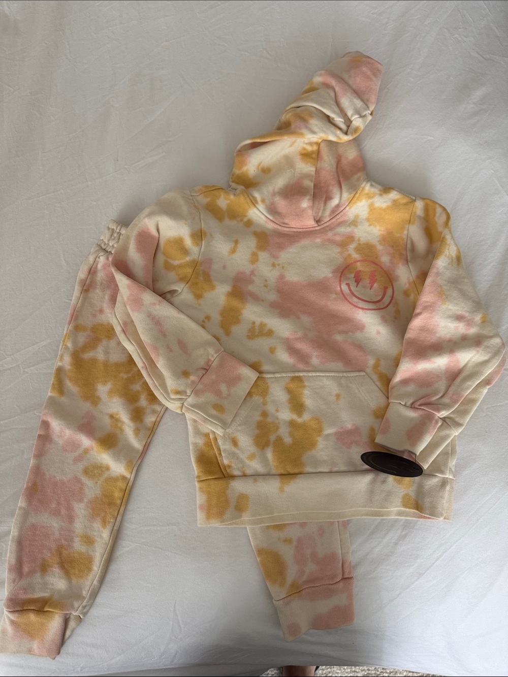 TINY WHALES kids Tie-Dye Pink & Mustard Hoodie Set 2T NWT